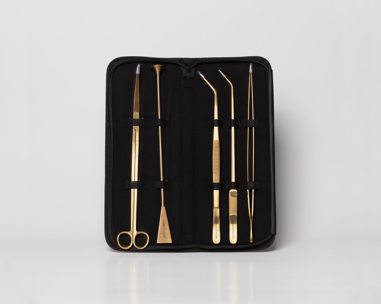 Baiosphere scaping tools set in gold with leather look case