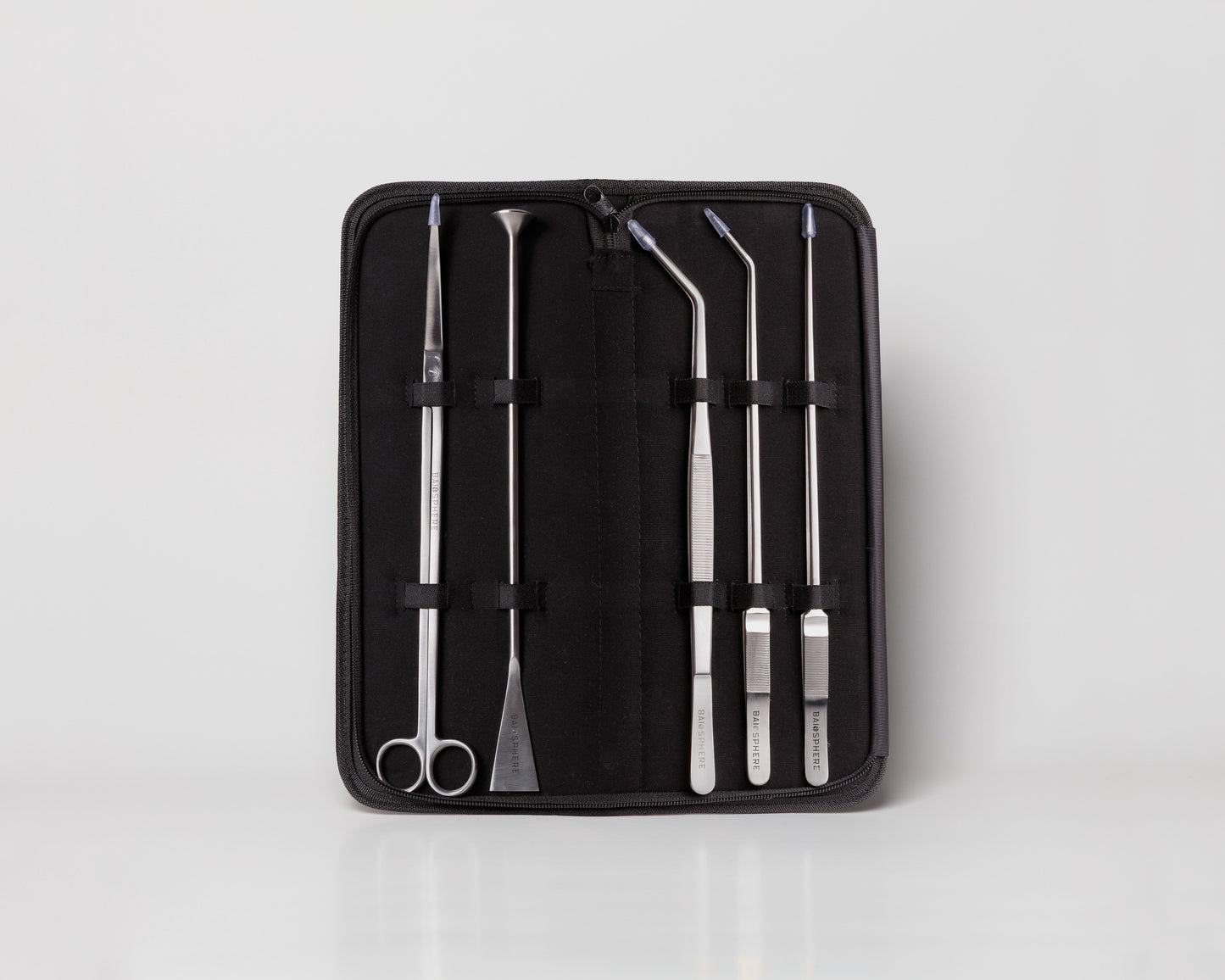 Baiosphere scaping tools set in silver with leather look case